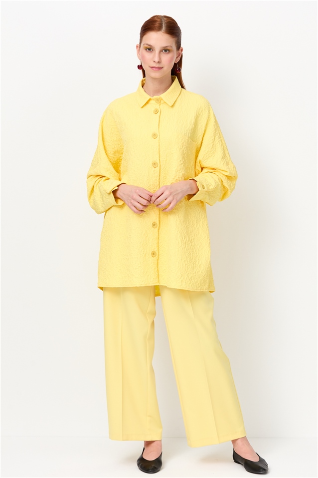 NİHAN Jacket Nihan Düşük Omuzlu Ceket  Sarı_modest