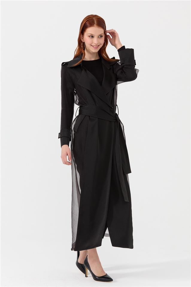GARNİ Giy-Çık Organze Kuşaklı Giyçık  Siyah_modest