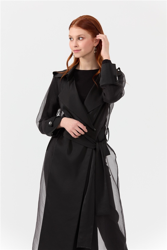 GARNİ Giy-Çık Organze Kuşaklı Giyçık  Siyah_modest