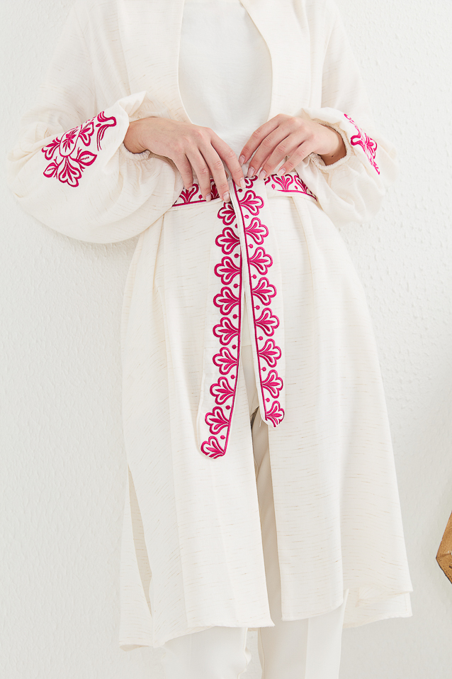 NİHAN Kimono Nihan Balon Kol Kimono  Fuşya_modest