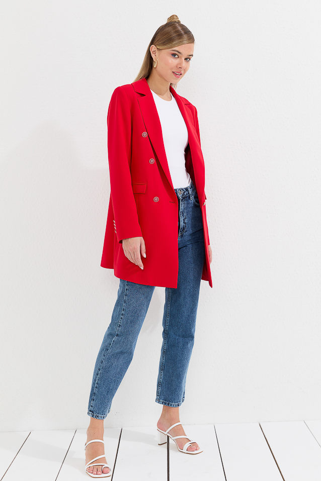 NİHAN Jacket Nihan Blazer Ceket  Kırmızı_modest