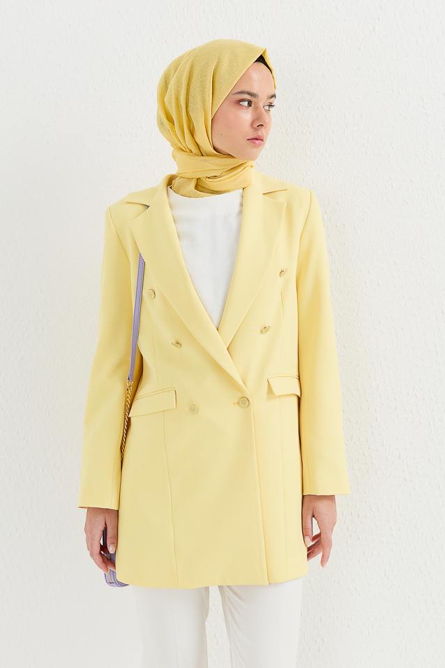 NİHAN Jacket Nihan Blazer Ceket  Sarı_modest