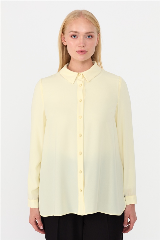 NİHAN Gömlek Nihan Büyük Beden Gömlek  Sarı_modest