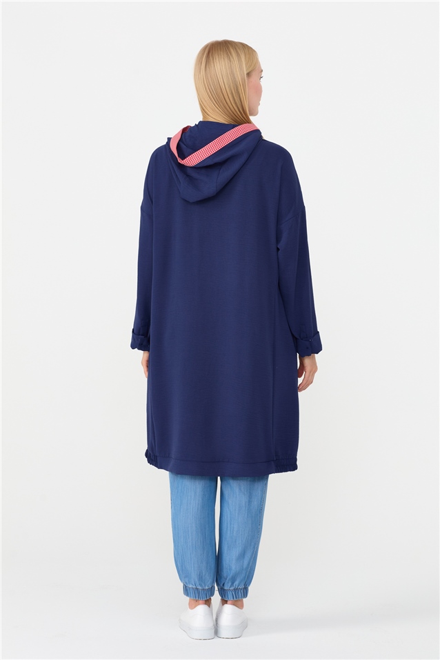 NİHAN Giy-Çık Nihan Büyük Beden Kapşonlu Giyçık  Lacivert_modest
