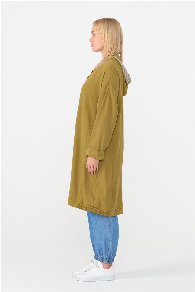 NİHAN Giy-Çık Nihan Büyük Beden Kapşonlu Giyçık  Yeşil_modest