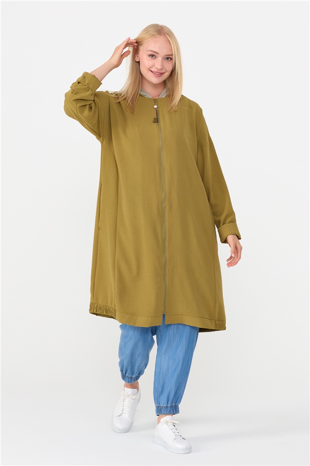NİHAN Giy-Çık Nihan Büyük Beden Kapşonlu Giyçık  Yeşil_modest