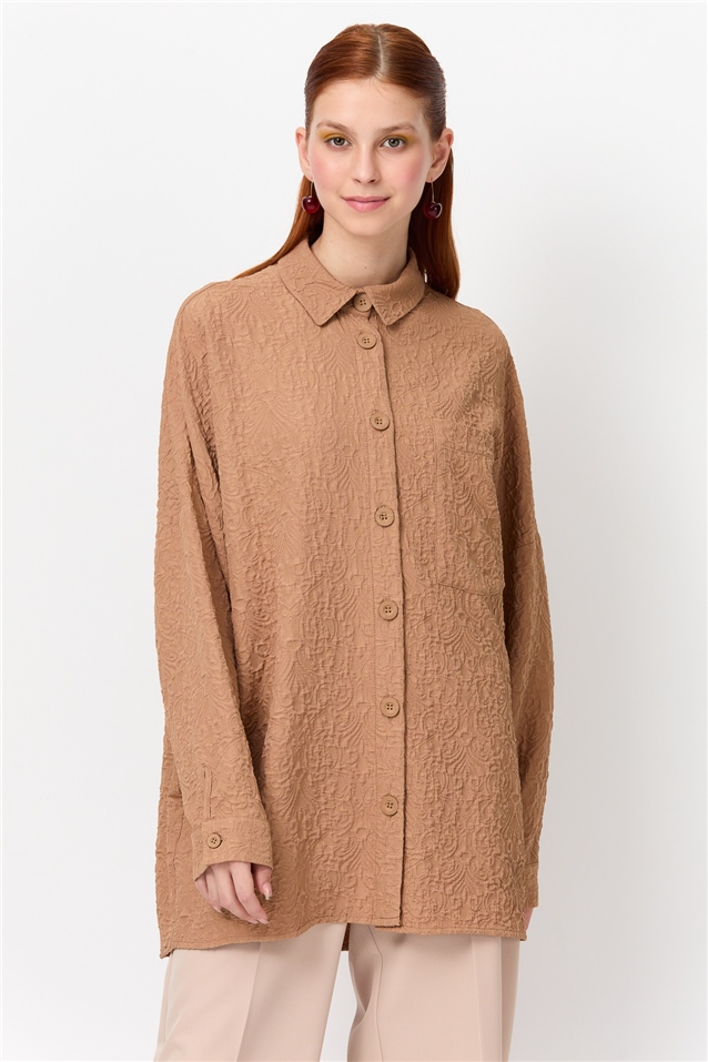 NİHAN Jacket Nihan Düşük Omuzlu Ceket  Camel_modest