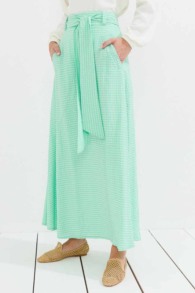 NİHAN Skirt Nihan Etek Altı Detaylı Poplin Etek  Yeşil_modest