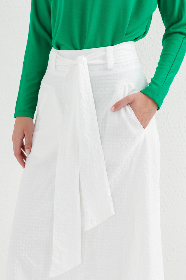 NİHAN Skirt Nihan Etek Altı Detaylı Poplin Etek  Ekru_modest