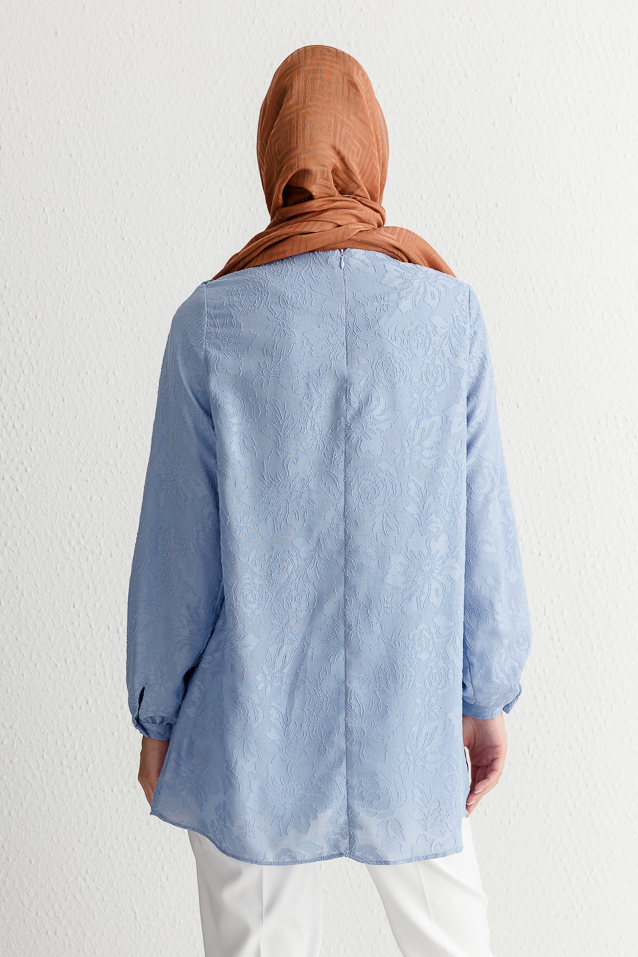 NİHAN Tunic Nihan Fırfır Detaylı Tunik  Açık Mavi_modest
