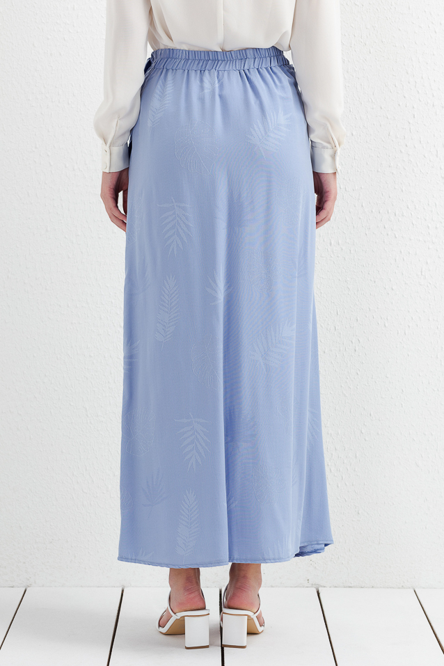 NİHAN Skirt Nihan Fırfırlı Etek  Açık Mavi_modest