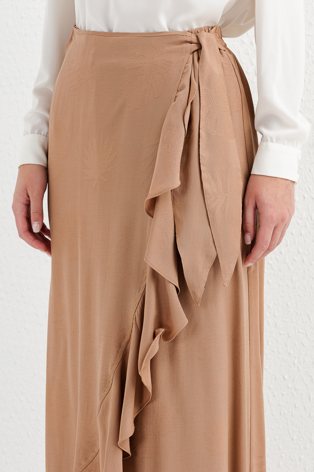 NİHAN Skirt Nihan Fırfırlı Etek  Camel_modest