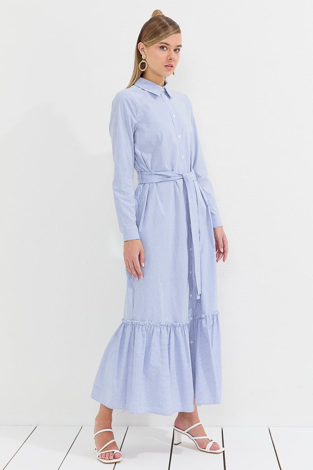 NİHAN Dress Nihan Gömlek Elbise  Mavi_modest