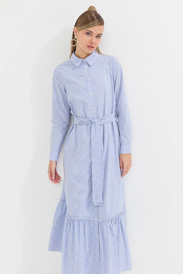 NİHAN Dress Nihan Gömlek Elbise  Mavi_modest