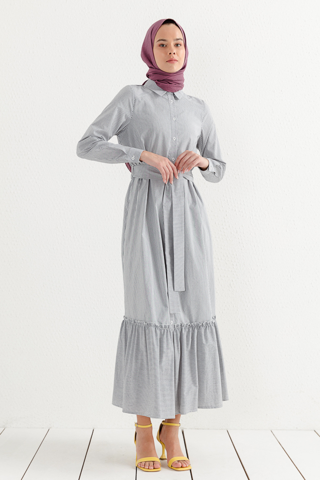 NİHAN Elbise Nihan Gömlek Elbise  Siyah_modest