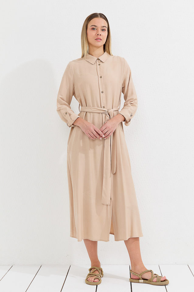 NİHAN Dress Nihan Gömlek Yaka Elbise  Taş_modest