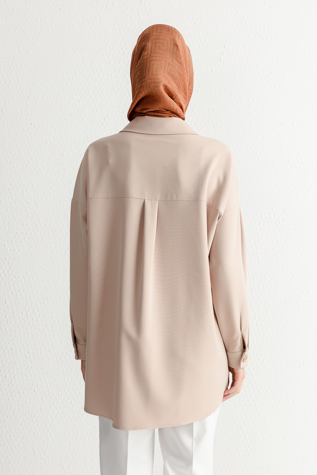 NİHAN Ceket Nihan İri Cepli Broşlu Ceket  Taş_modest