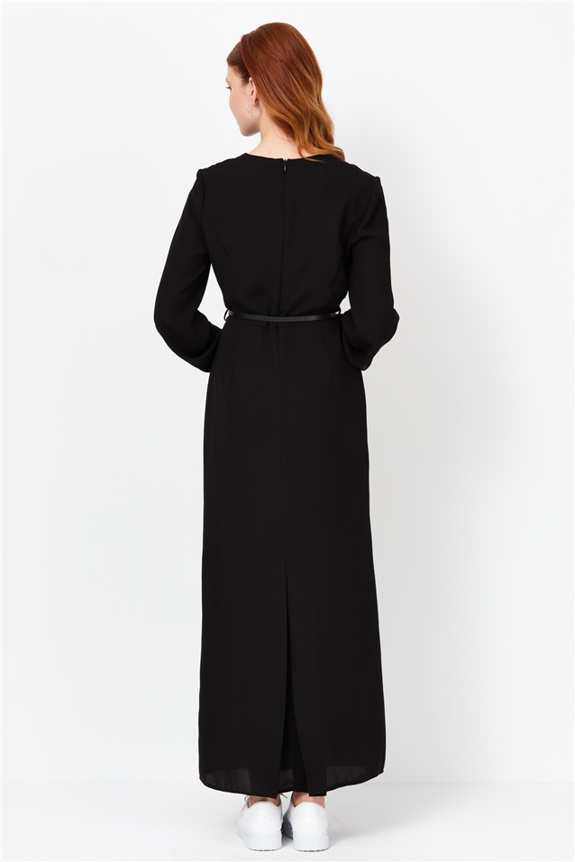 NİHAN Dress Nihan Kemerli Elbise  Siyah_modest