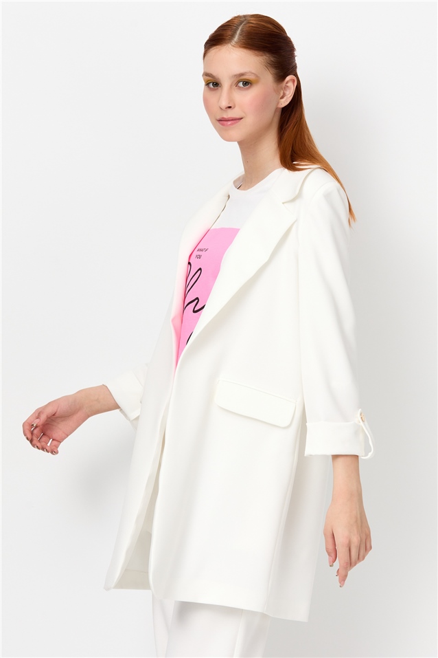 NİHAN Jacket Nihan Klasik Ceket  Beyaz_modest