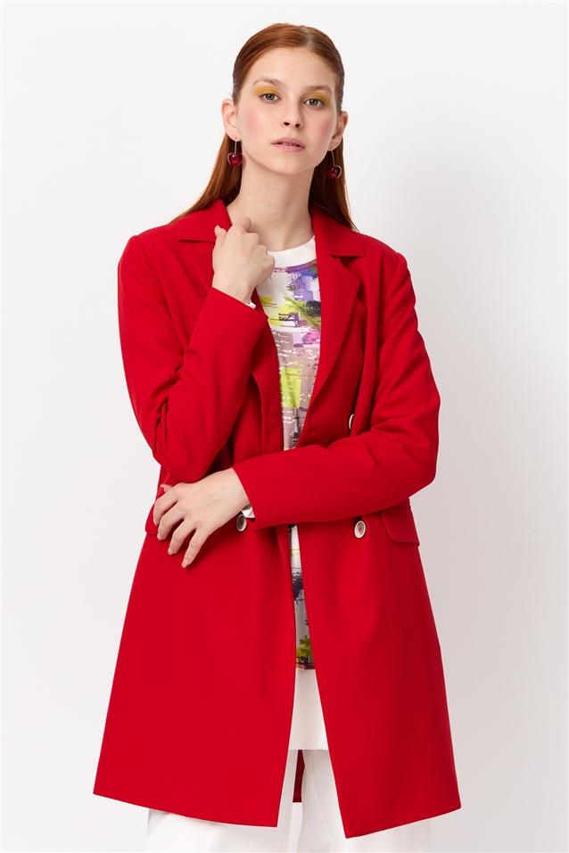 NİHAN Jacket Nihan Kruvaze Ceket  Kırmızı_modest