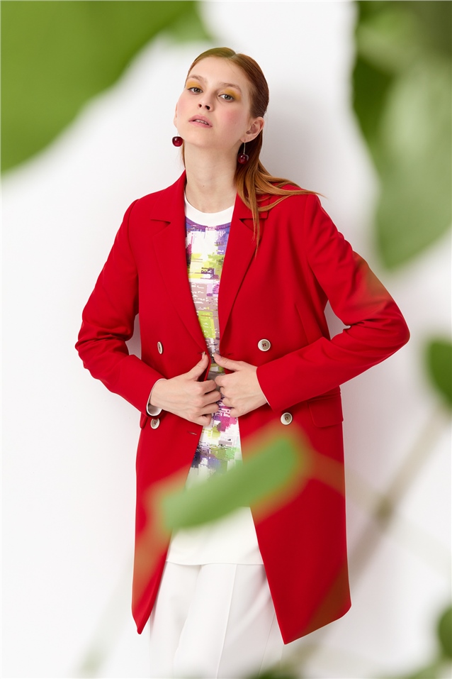 NİHAN Jacket Nihan Kruvaze Ceket  Kırmızı_modest