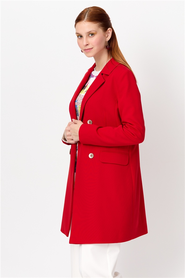 NİHAN Ceket Nihan Kruvaze Ceket  Kırmızı_modest