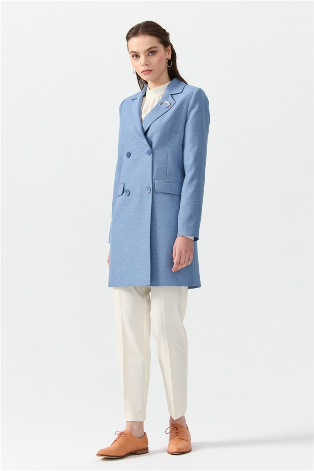 NİHAN Jacket Nihan Kruvaze Ceket  Mavi_modest