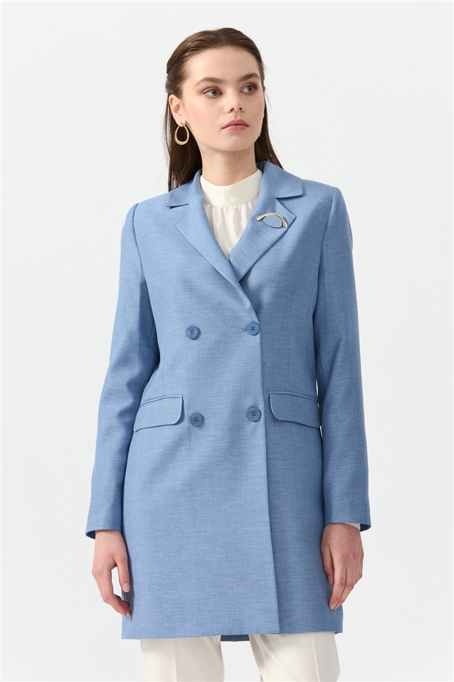 NİHAN Jacket Nihan Kruvaze Ceket  Mavi_modest