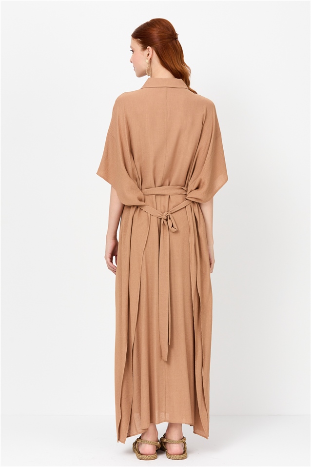 NİHAN Giy-Çık Nihan Kuşak Detaylı Salaş Giy Çık  Camel_modest
