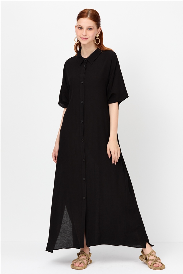 NİHAN Giy-Çık Nihan Kuşak Detaylı Salaş Giy Çık  Siyah_modest