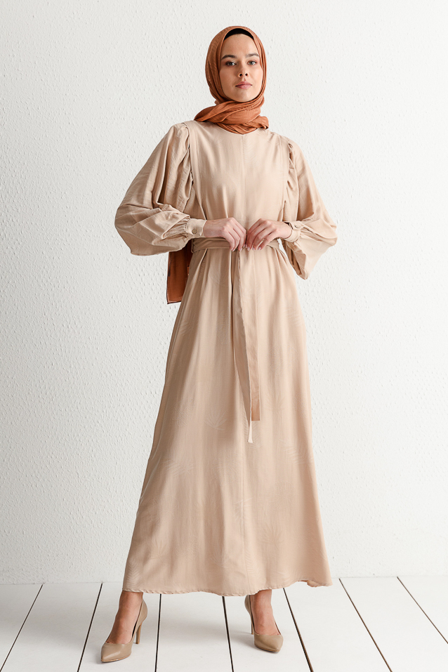 NİHAN Dress Nihan Kuşaklı Elbise  Taş_modest
