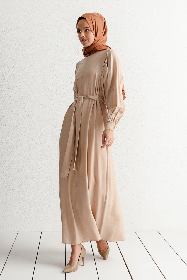 NİHAN Dress Nihan Kuşaklı Elbise  Taş_modest