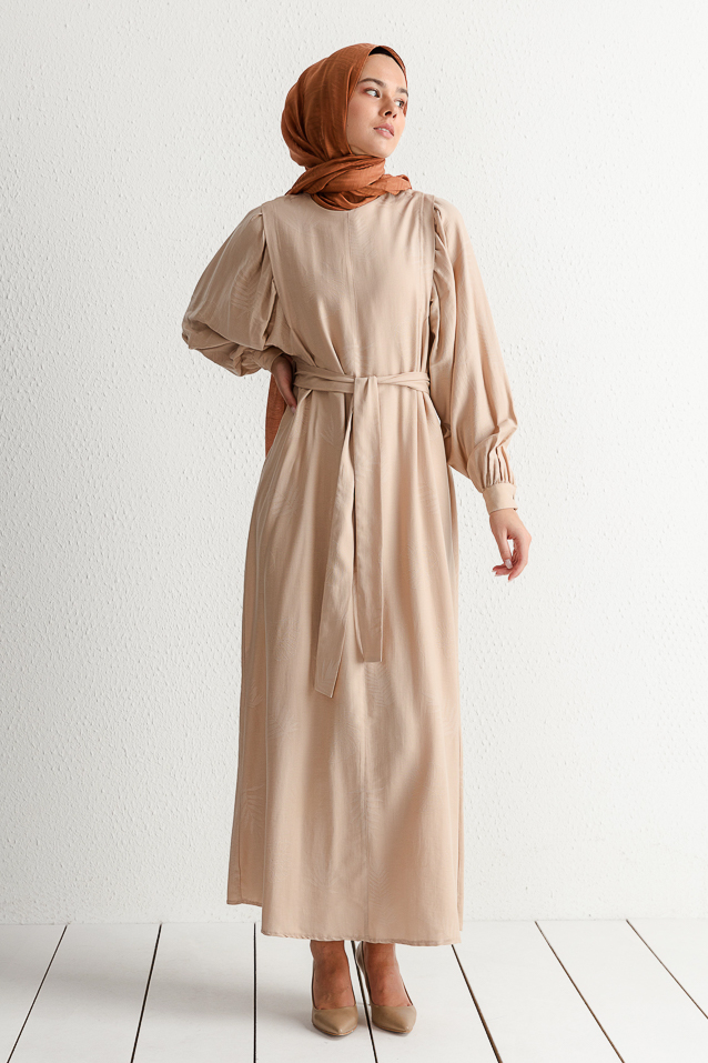 NİHAN Elbise Nihan Kuşaklı Elbise  Taş_modest