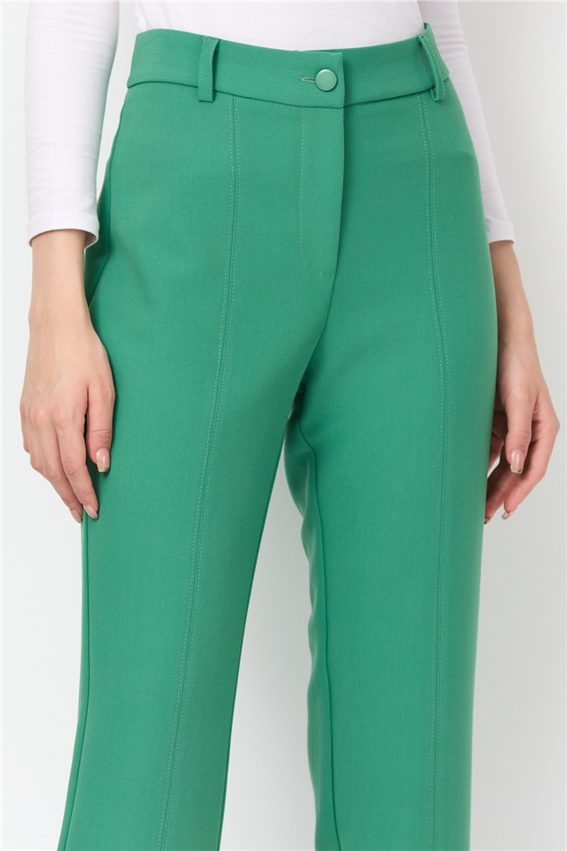 NİHAN Pants Nihan Önden Yırtmaçlı Pantolon  Benetton Yeşili_modest