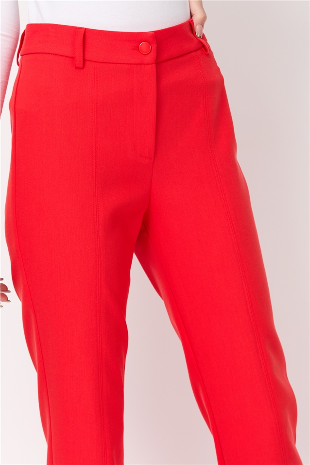 NİHAN Pants Nihan Önden Yırtmaçlı Pantolon  Kırmızı_modest