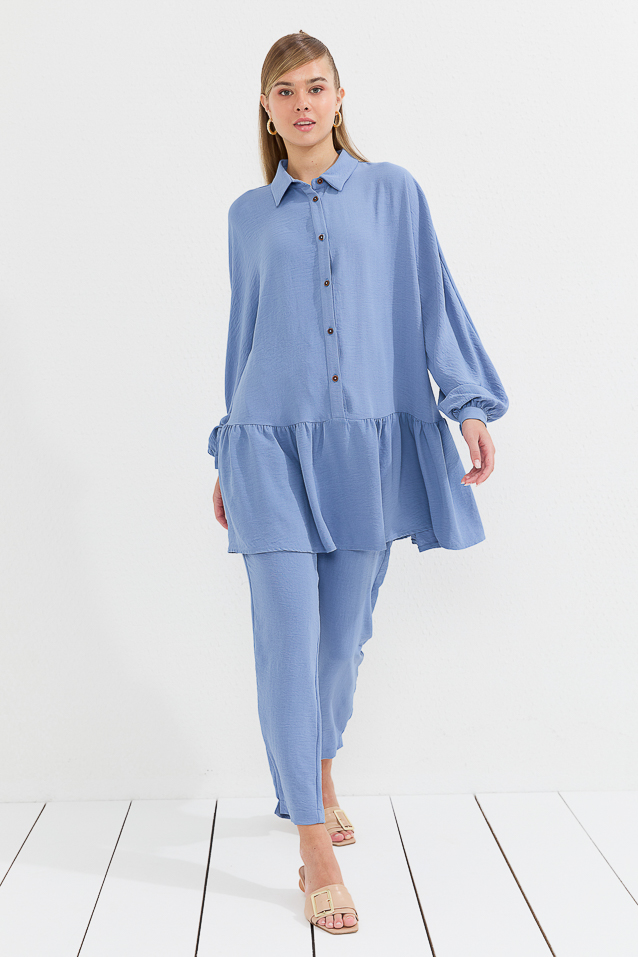 NİHAN Takım Nihan Pantolon Tunik Takım  Açık Mavi_modest