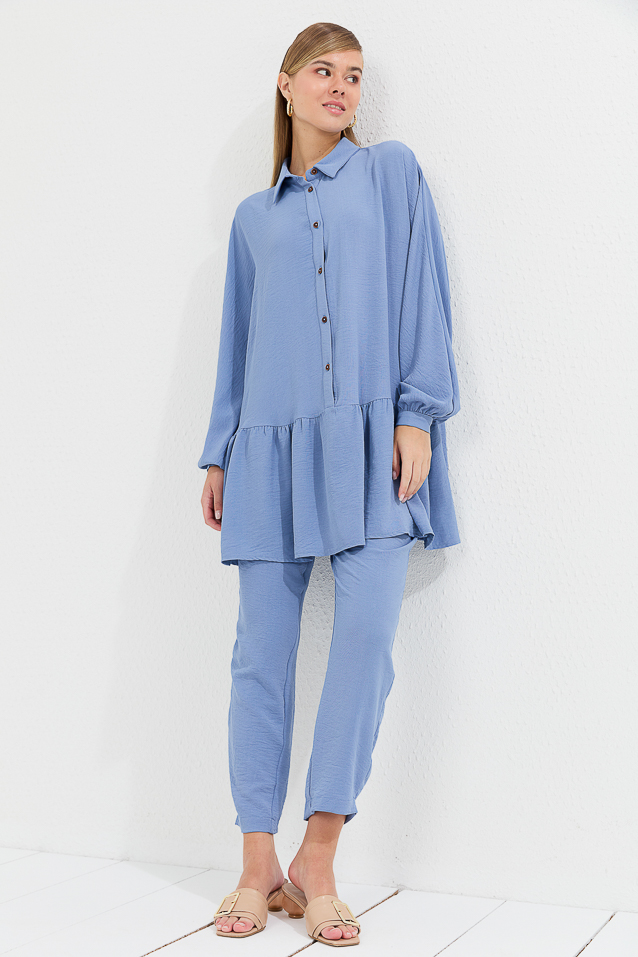 NİHAN Takım Nihan Pantolon Tunik Takım  Açık Mavi_modest