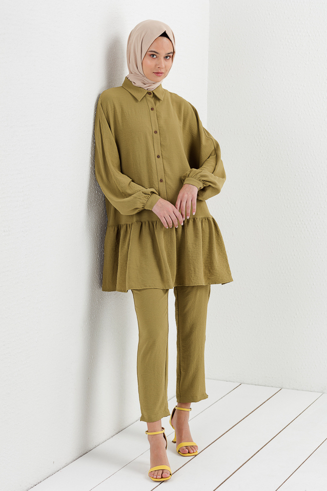 NİHAN Takım Nihan Pantolon Tunik Takım  Yeşil_modest