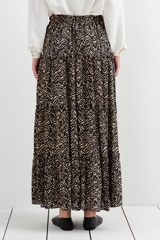 NİHAN Skirt Nihan  Rahat Formlu  Prairie Etek  Siyah_modest