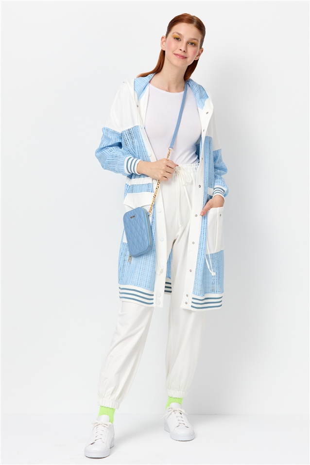 NİHAN Giy-Çık Nihan Ribanalı Kapşonlu Giyçık  Açık Mavi_modest