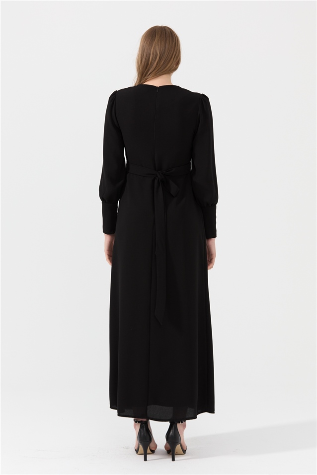 NİHAN Elbise Nihan Taşlı Şık Elbise  Siyah_modest